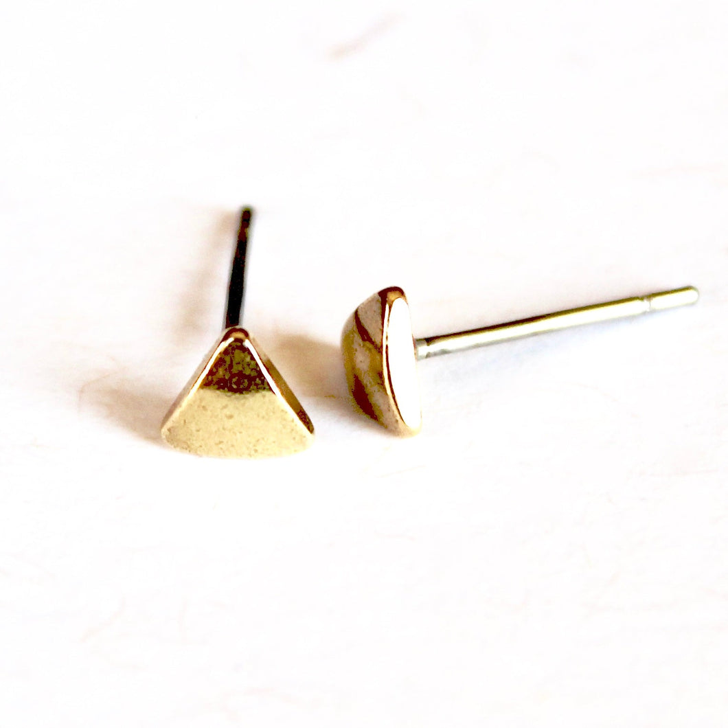 Brass Puffy Triangle Earrings