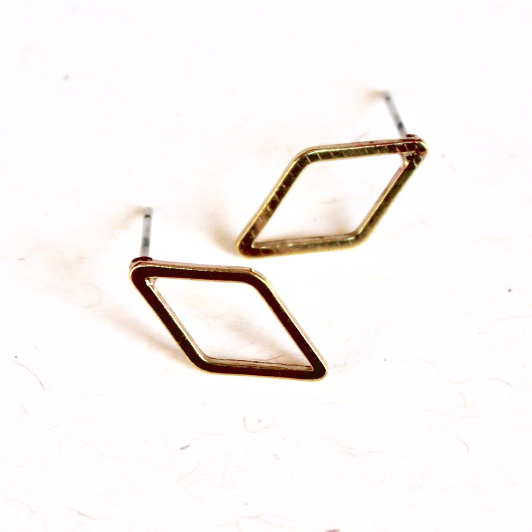 Brass Open Diamond Earrings