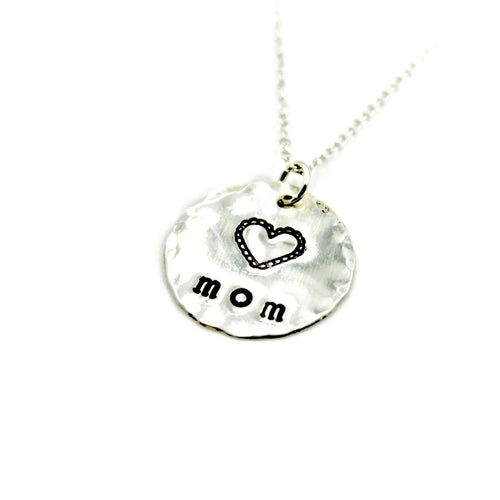 'Mom' Lace Heart Necklace