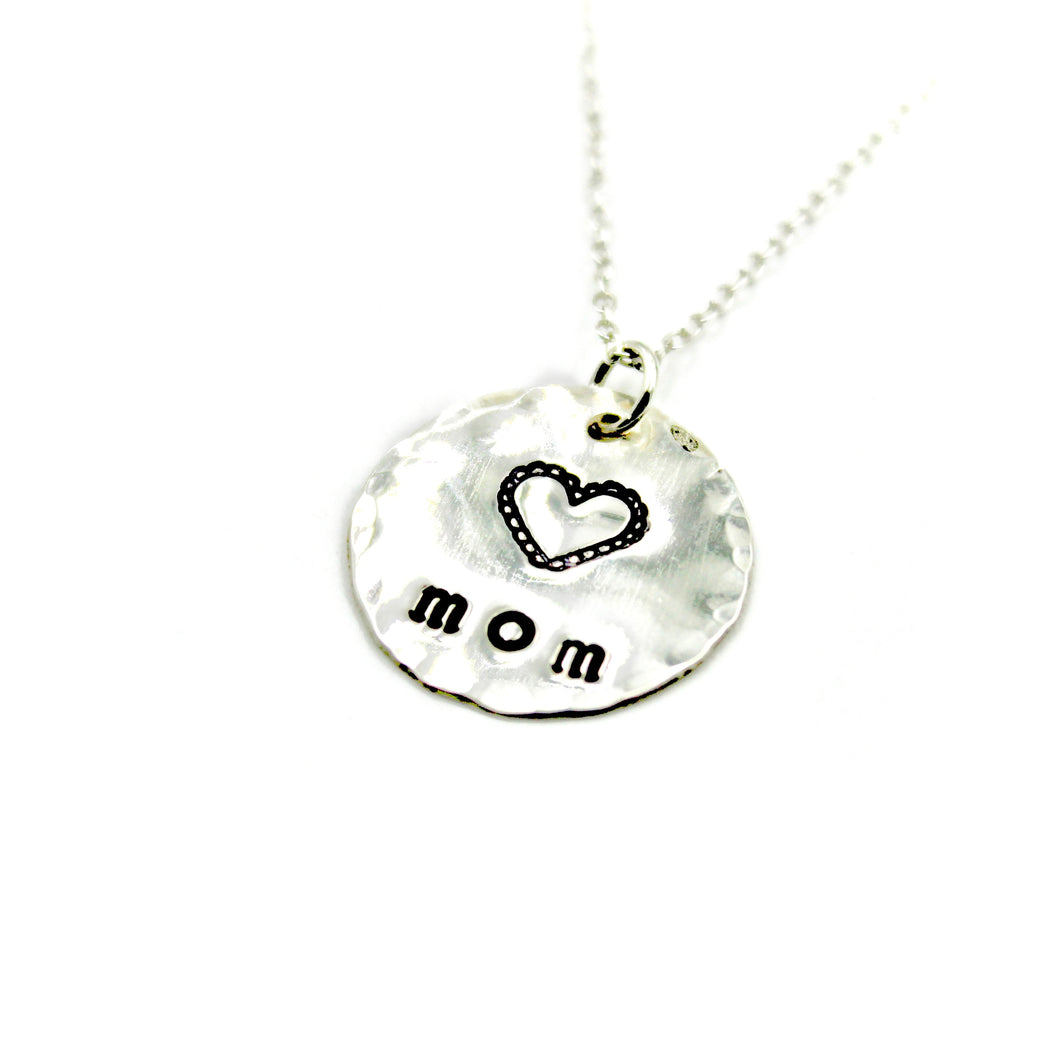 'Mom' Lace Heart Necklace