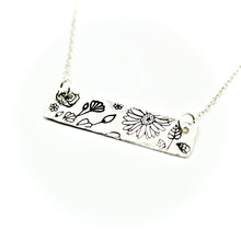 Floral Bar Necklace - Sterling Silver