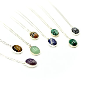 Oval Gemstone Necklace