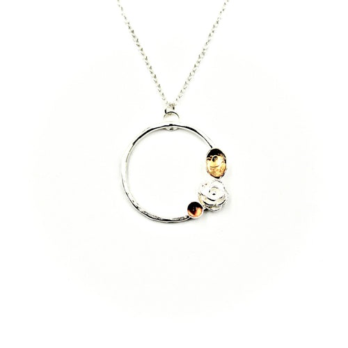 Citrine & Rose Circle Necklace