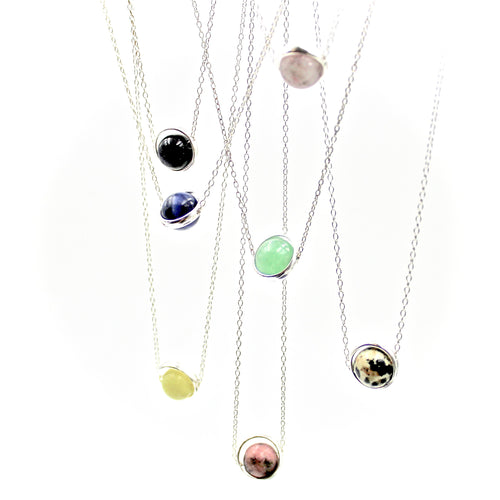 Gemstone Bead & Swivel Frame Necklace