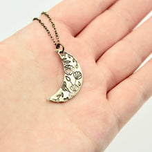 Floral Moon Necklace - Brass