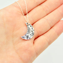 Floral Moon Necklace - Sterling Silver