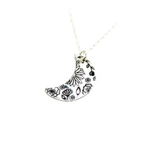 Floral Moon Necklace - Sterling Silver