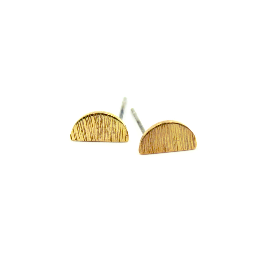 Brushed Semi Circle Earrings - Brass