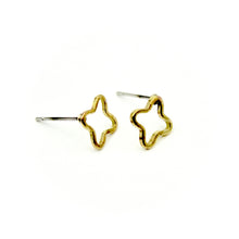Open Quatrefoil Clover Earrings - Brass