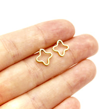 Open Quatrefoil Clover Earrings - Brass