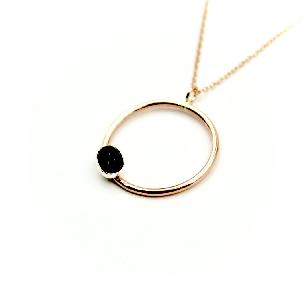 Onyx & Rose Gold-Filled Circle Necklace