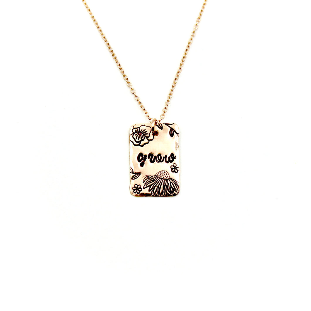 'Grow' Rectangle Rose Gold-Filled Necklace