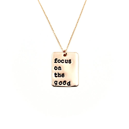 'Focus On The Good' Rectangle Rose Gold-Filled Necklace
