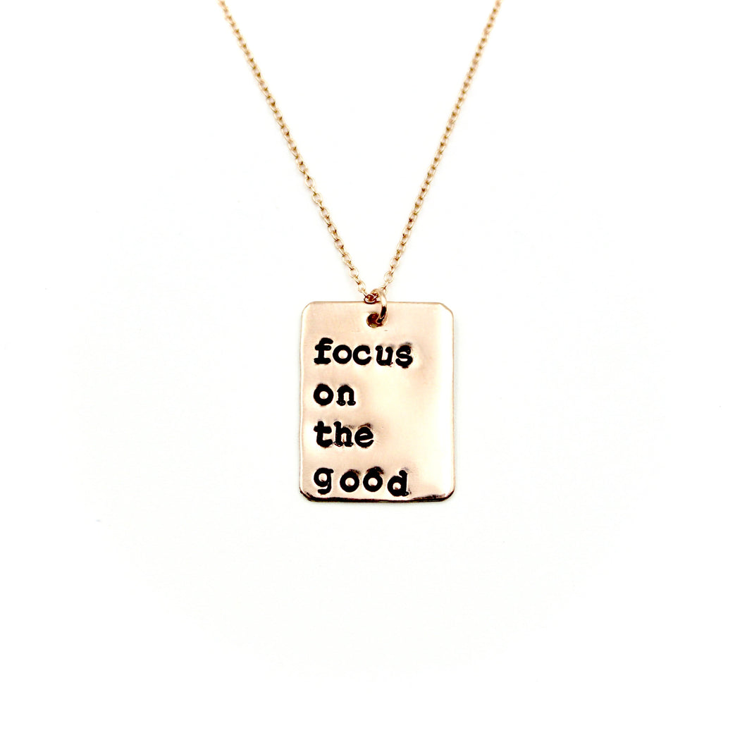 'Focus On The Good' Rectangle Rose Gold-Filled Necklace