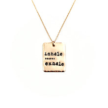 'Inhale Exhale' Rectangle Rose Gold-Filled Necklace