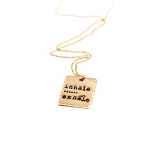 'Inhale Exhale' Rectangle Rose Gold-Filled Necklace