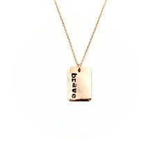 'Brave' Rectangle Rose Gold-Filled Necklace