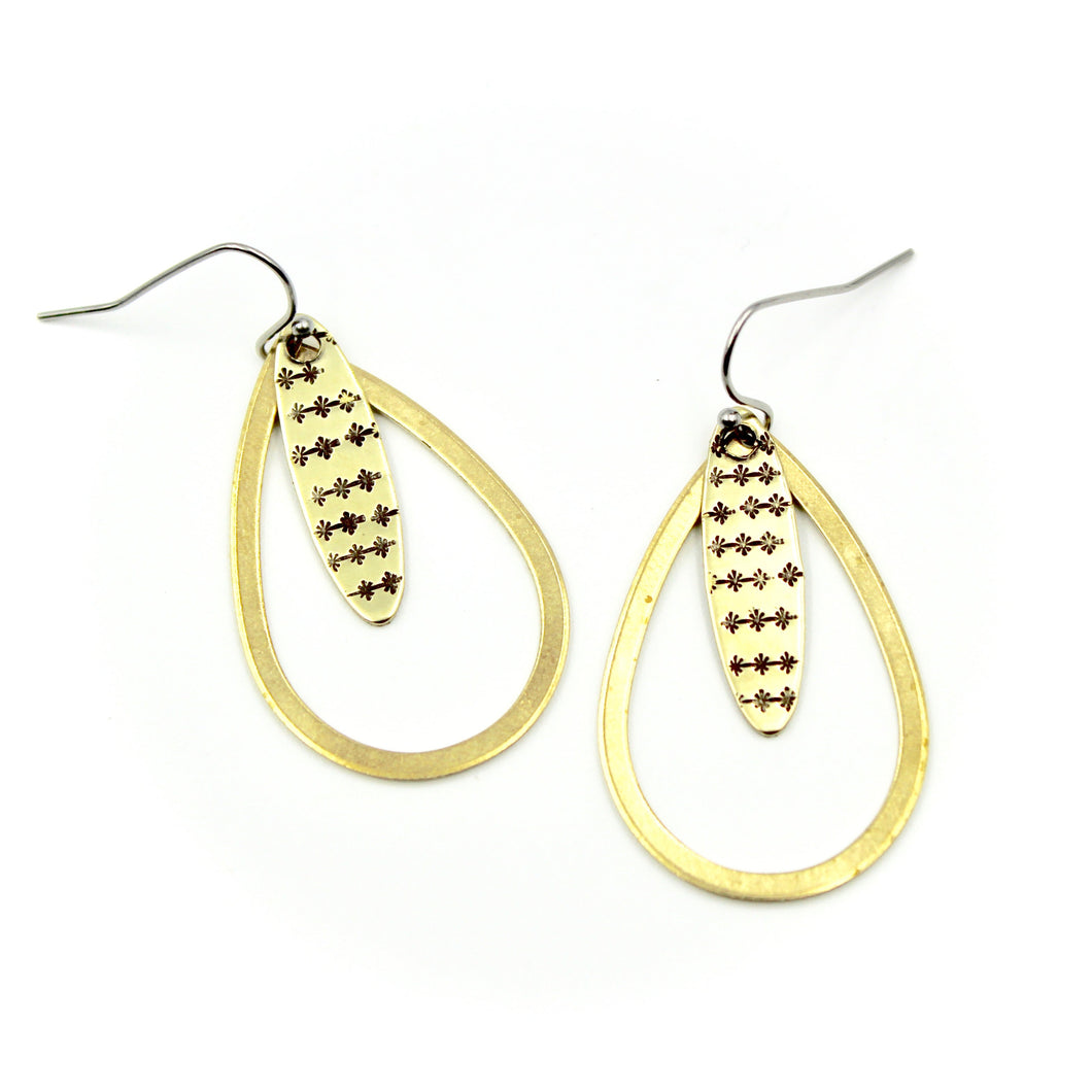 Stamped Teardrop Earrings