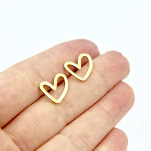 Open Heart Earrings - Brass