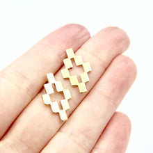 Checkered Geo Earrings - Brass