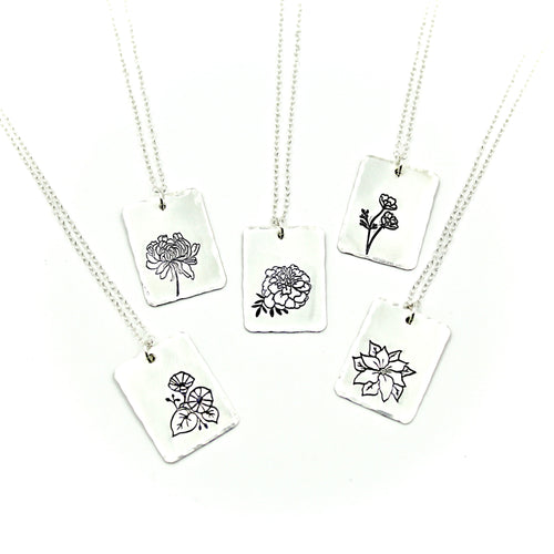 Birth Flower Necklace - Sterling Silver