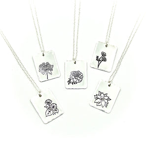 Birth Flower Necklace - Sterling Silver