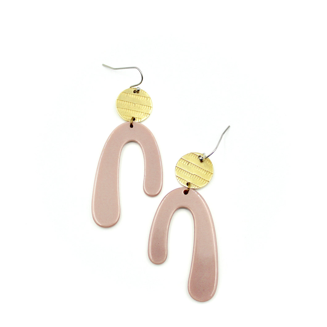 Mauve Abstract Drops Earrings