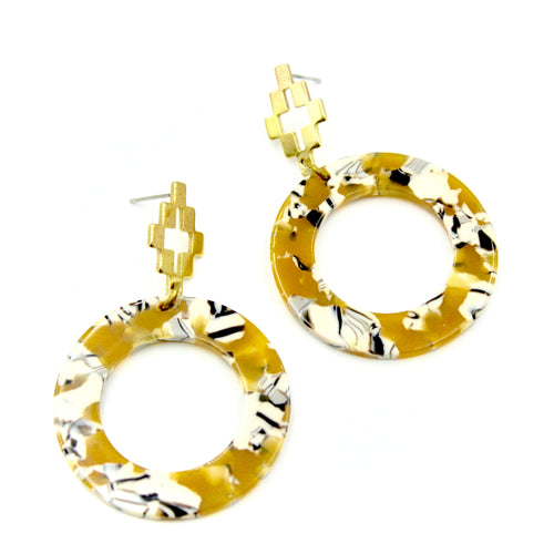 Checker Black & Yellow Earrings