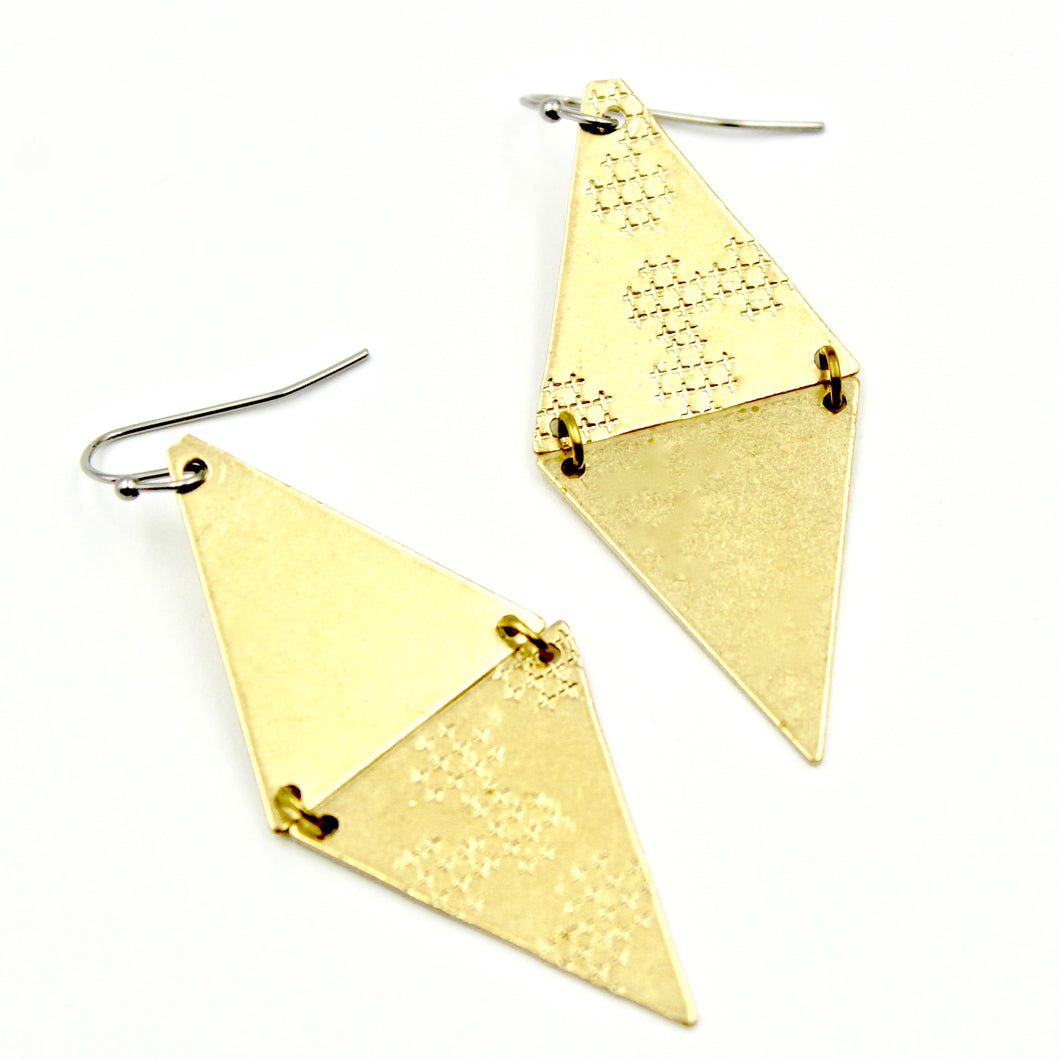 Cross Stitched Triangle Earrings