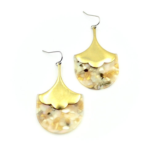 Petal Drop Earrings - White