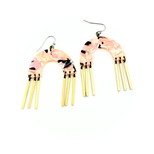 Pink Tassel Arch Earrings