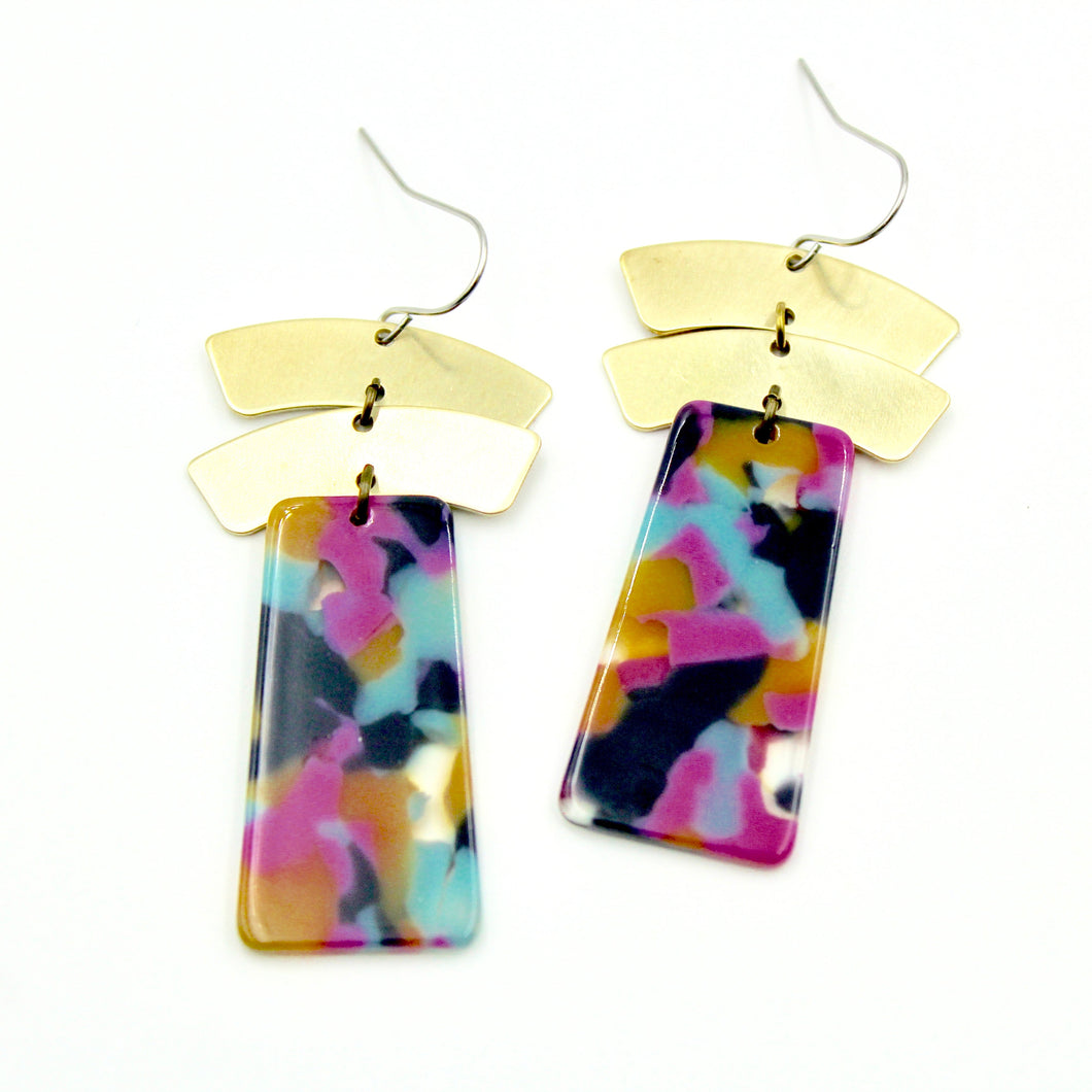 Chunky Drop Earrings - Neon