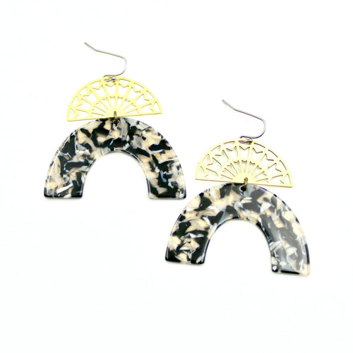 Black Marbled Cutout Earrings