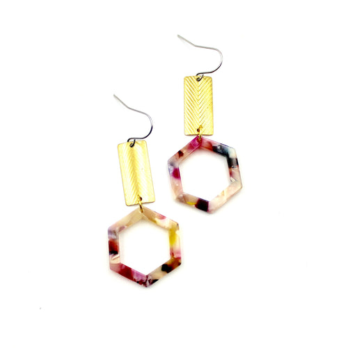 Colorful Hexagon Earrings