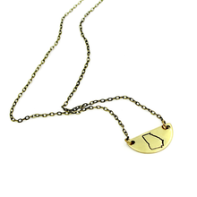 'GA' Mini Half Moon Necklace