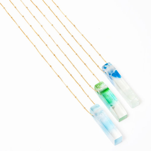 Mosaic Stiletto Gold Filled Necklace