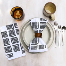 Cotton Dinner Napkins with Zigzag Squares