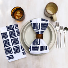Cotton Dinner Napkins with Zigzag Squares