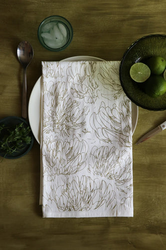 Large Clover Flower Print Tea Towel