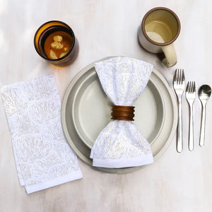Cotton Dinner Napkins with Small Clover Flowers