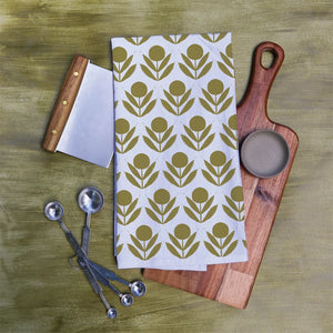 Scandinavian Flowers Print Tea Towel