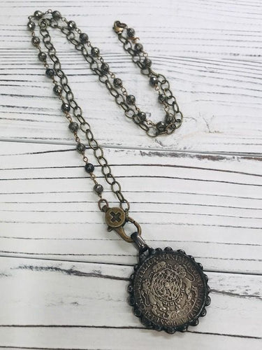 2 Lions coin with cross clasp