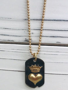 Crown/ Heart Dog Tag