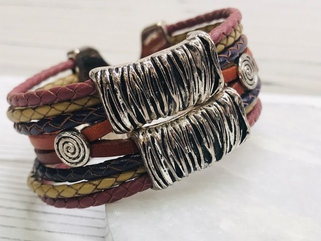 Double silver slider with braided cord