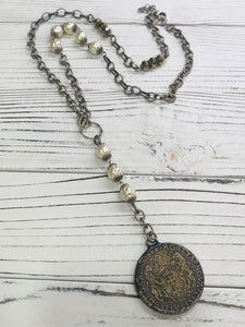 Coin necklace with cross