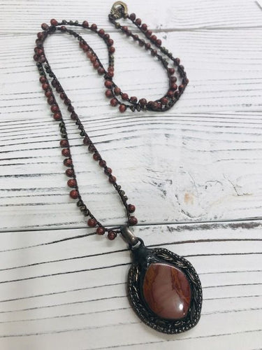 Moakite Pendant w/ beaded chain