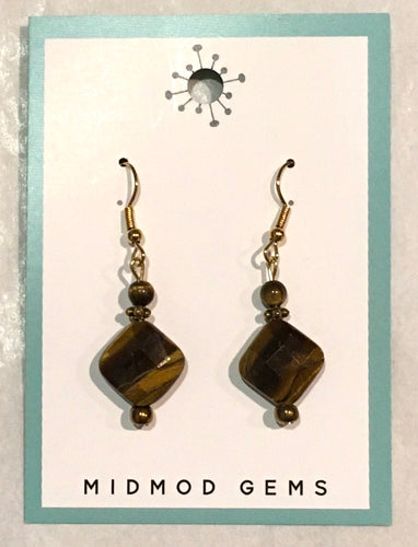 Diamond Tiger Eye Earrings
