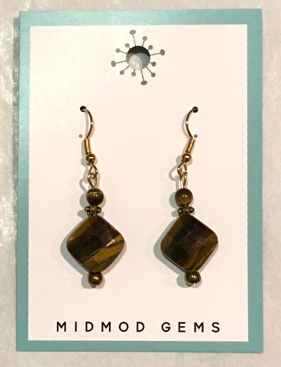 Diamond Tiger Eye Earrings