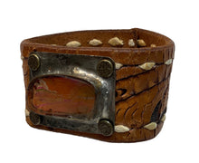 Light Leather Cuffs with Stone