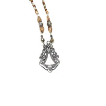 Necklace with Vintage Czech glass, Mercury Baguettes, Pewter